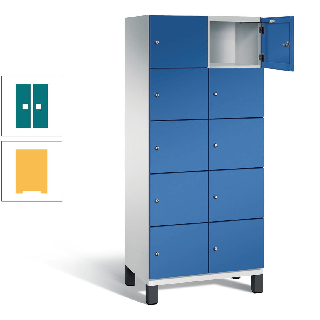 Fächerschrank, Stahlschrank, 10 Fächer, Türöffnungsbegrenzer, Füße, 1.980 x 800 x 525 mm (HxBxT), Korpus anthrazitgrau, Front anthrazitgrau