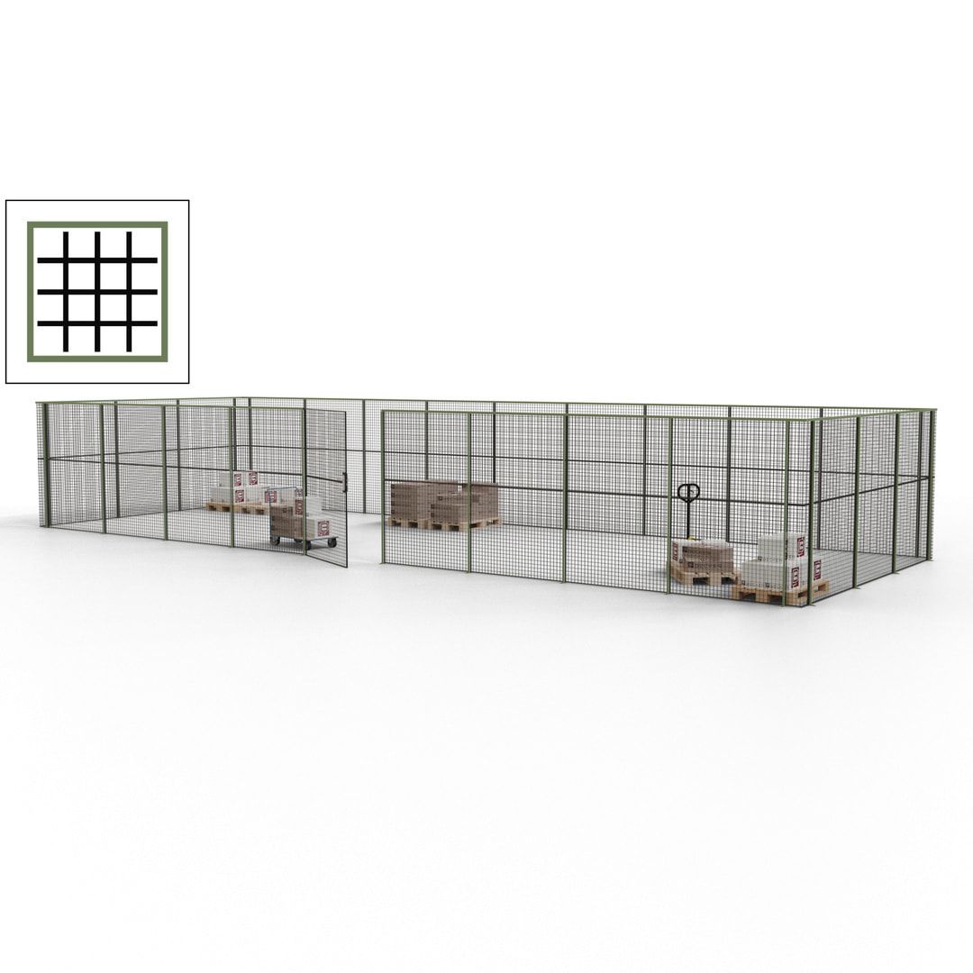 Maschinen Schutzgitter - Hallentrennwand - Sicherheitszaun - Tür - 36 m - 2.200 x 13.900 x 4.900 mm (HxBxT) - enzianblau