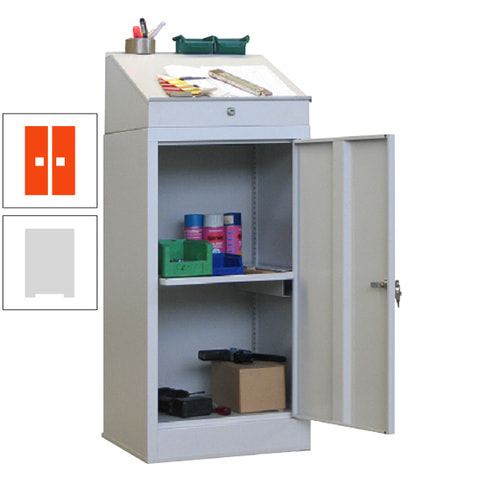 Stehpult mit Schrank - Vollblechtür - Zylinderschloss - 1 Ausziehboden - 1.270x500x500 mm (HxBxT) - anthrazitgrau
