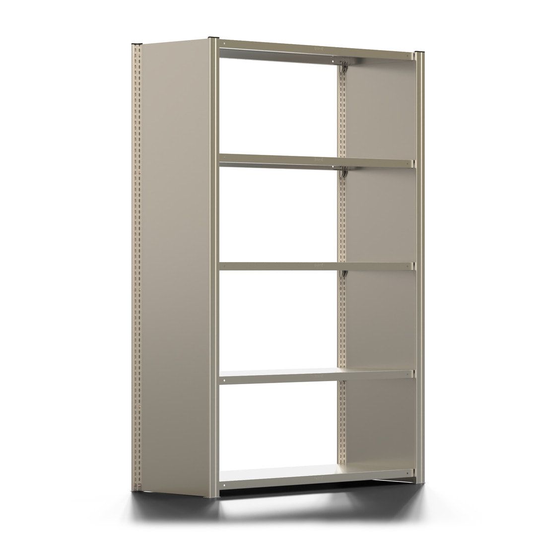 Fachbodenregal mit Seitenwand - 350 kg - 2.000 x 1.285 x 500 mm (HxBxT) - Anbauregal - 5 Böden - verzinkt - Lagerregal - Steckregal - BERT