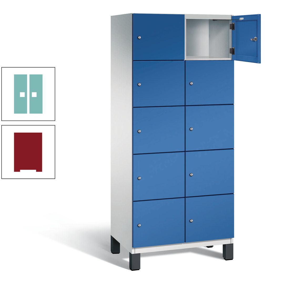 Fächerschrank, Stahlschrank, 10 Fächer, Türöffnungsbegrenzer, Füße, 1.980 x 800 x 525 mm (HxBxT), Korpus anthrazitgrau, Front anthrazitgrau