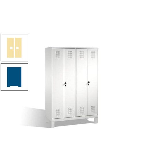 Doppel-Spind, Doppeltüren, Garderobenschrank mit Füßen, 4 Abteile a 300 mm, Korpus anthrazitgrau, Tür anthrazitgrau, 1.850 x 1.200 x 500 mm (HxBxT)