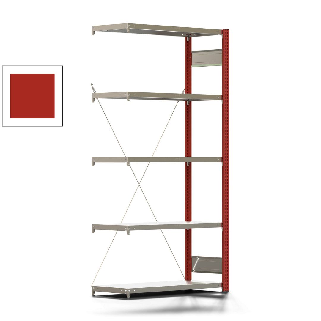 Fachbodenregal mit Tiefenriegel - 350 kg - 2.000 x 1.005 x 426 mm (HxBxT) - Anbauregal - 5 Böden - enzianblau - Lagerregal - Steckregal BERT