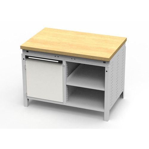 OTTOKIND Werkbank - bündige Arbeitsplatte - 850 x 1.150 x 750 mm (HxBxT) - Schrank - 2 Ablageböden - lichtgrau