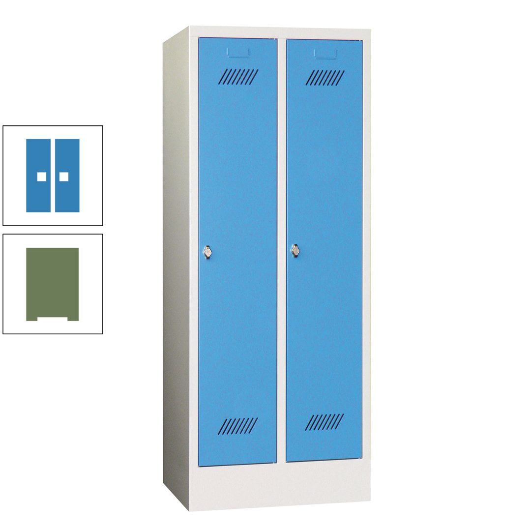 Spindschrank f. Schulen - mit Sockel - Höhe 1.600 mm - 2 Abteile a 300 mm - Drehriegel - anthrazitgrau
