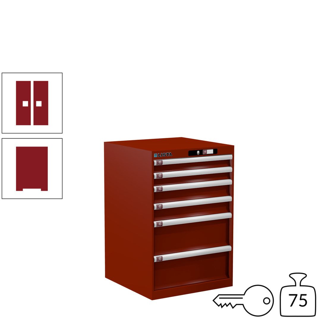 Lista Schubladenschrank - 14.258.010 - 850x564x572 mm (HxBxT) - 6 Schubladen - 75 kg - Key Lock - lichtblau (RAL 5012)