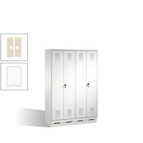 Doppel-Spind, Doppeltüren, Garderobenschrank mit Sockel, 4 Abteile a 300 mm, Korpus anthrazitgrau, Tür anthrazitgrau, 1.800 x 1.200 x 500 mm (HxBxT)