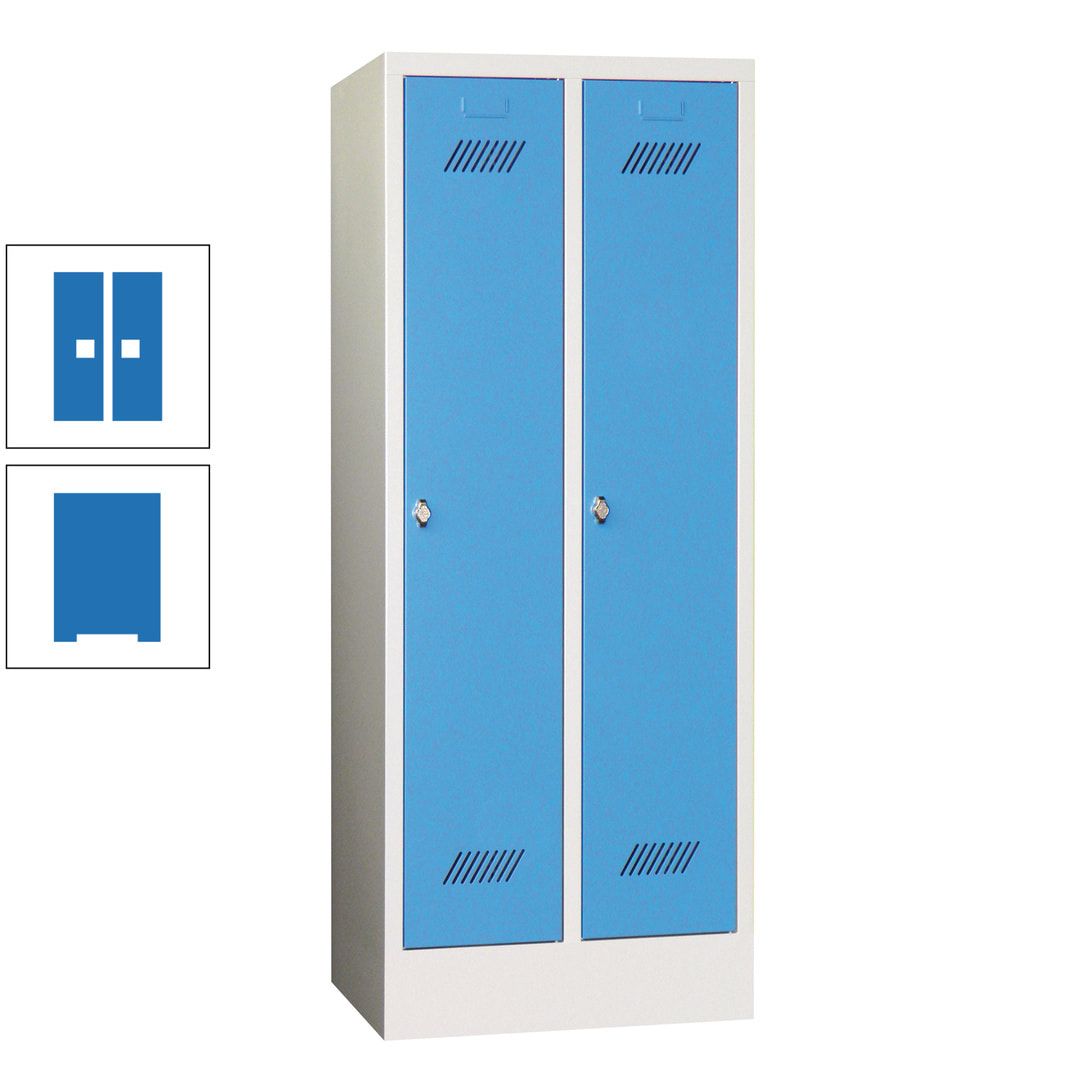 Spindschrank f. Schulen - mit Sockel - Höhe 1.600 mm - 2 Abteile a 300 mm - Drehriegel - anthrazitgrau