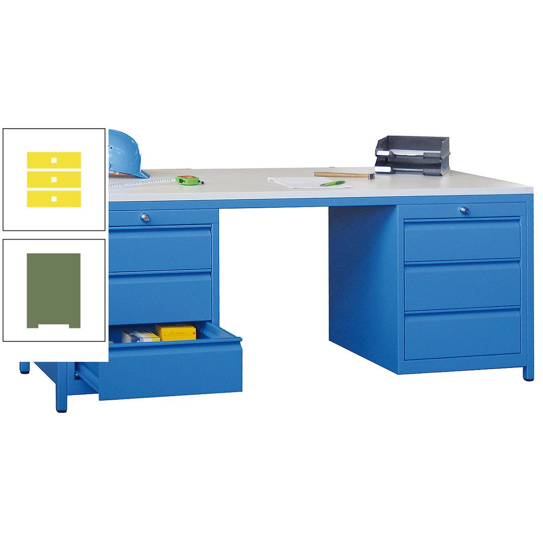 Meisterschreibtisch - 2 Schubladenblöcke - 6 Schubladen - 720 x 1.700 x 800 mm (HxBxT) - anthrazitgrau
