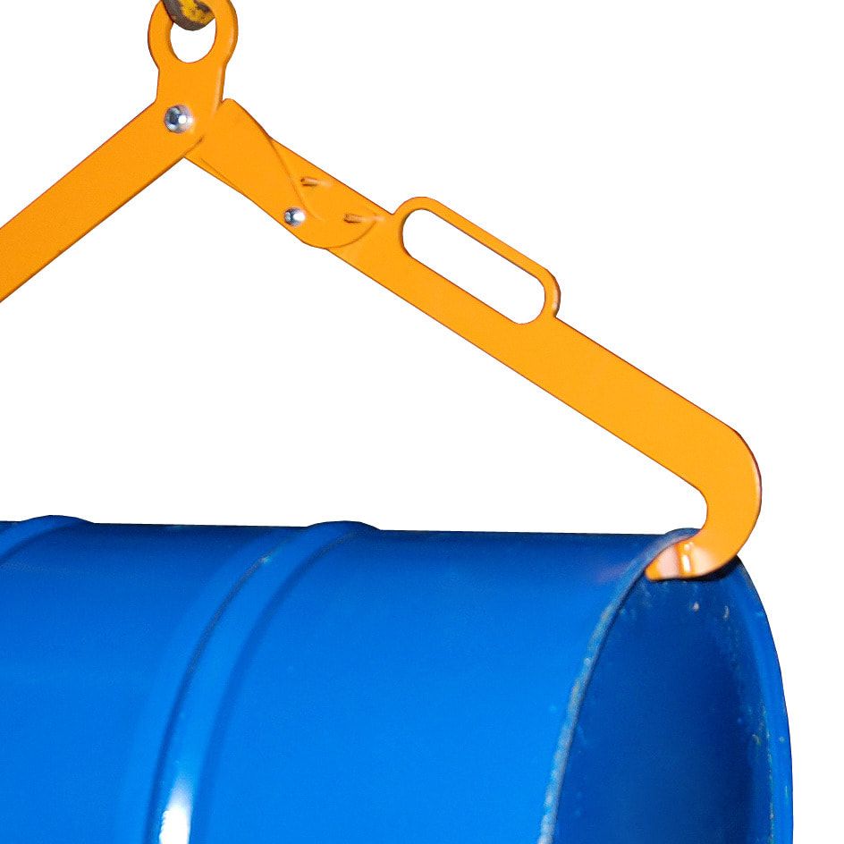 Scherengreifer - für liegende 200 l-Stahlfässer - 360 kg - gelborange