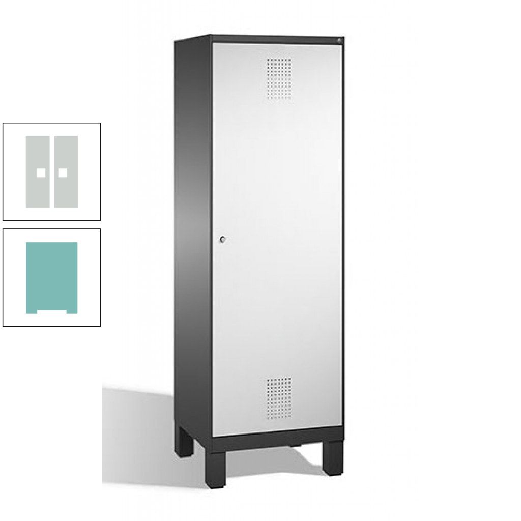Doppel-Spind, Garderobenschrank, 1 Tür für 2 Abteile a 300 mm, Korpus anthrazitgrau, Türen anthrazitgrau, 1.850 x 600 x 500 mm (HxBxT)