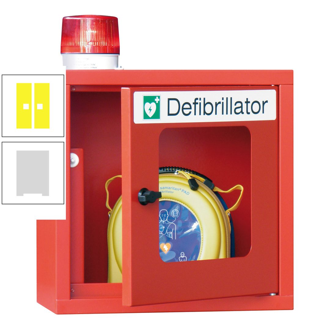 Defibrillatorenschrank mit akustischem und optischem Alarm - 490 x 400 x 200 mm (HxBxT) - Sichtfenster - anthrazitgrau