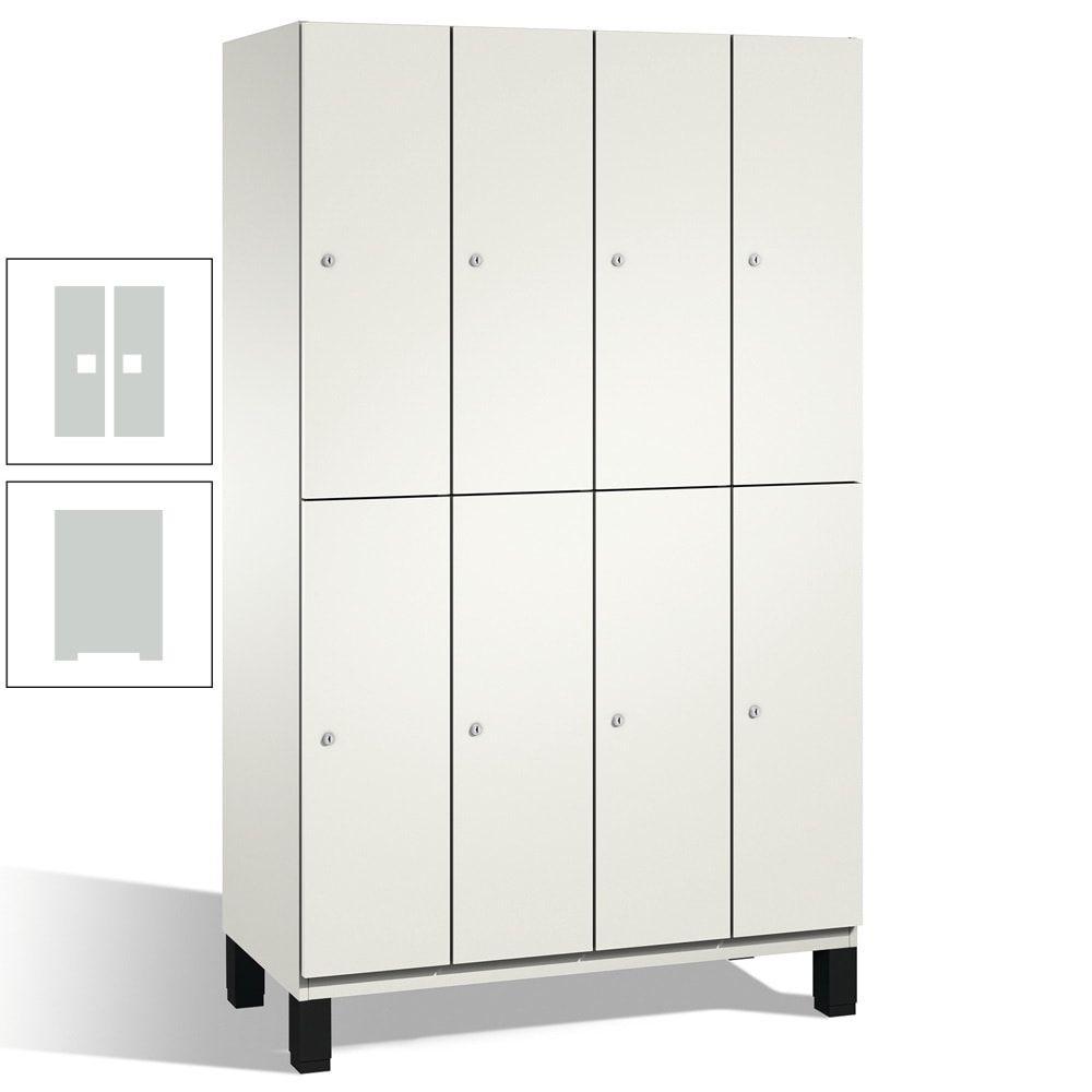 Fächerschrank, Stahlschrank, doppelstöckig, 8 Fächer, mit Füßen, Korpus enzianblau, Tür Fernblau, 1.980 x 1.200 x 525 mm (HxBxT)