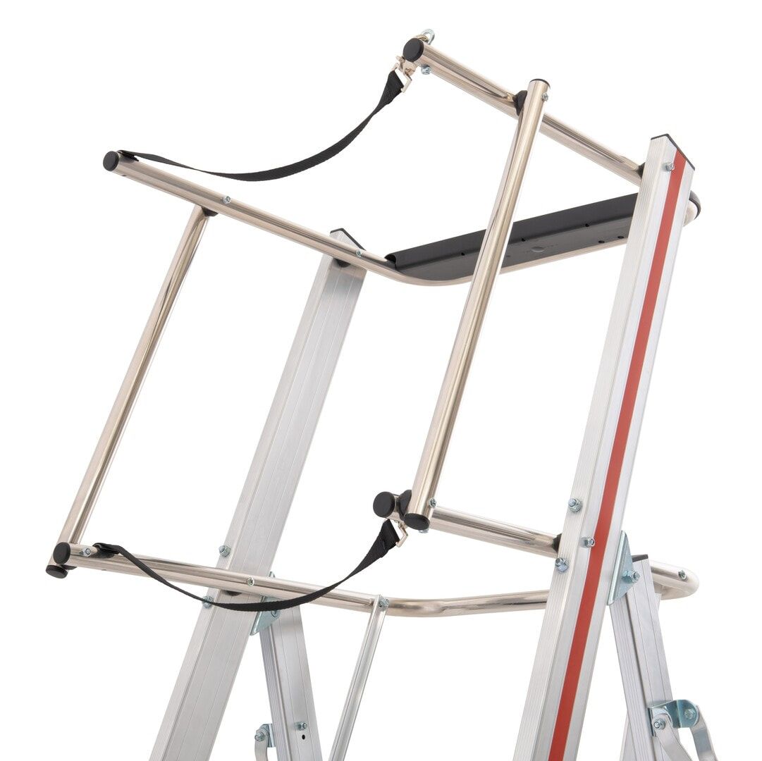 Plattformleiter mit kurzem Handlauf, Absturzsicherung, 2 Kipprollen, Rutschhemmung R11, Leiterlänge 1.610 mm, 2 Stufen, Traglast 150 kg, Hymer