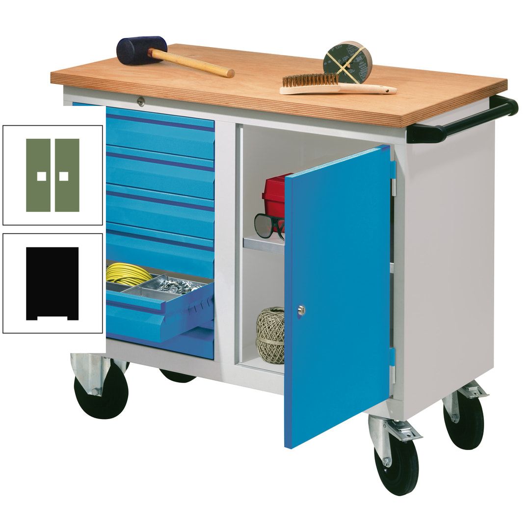 Mobile Werkbank - Werkstattwagen - 915 x 1.090 x 600 mm - 6 Schubladen und Schrankfach - anthrazitgrau