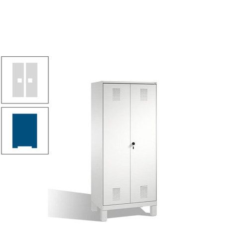 Doppel-Spind, Doppeltüren, Garderobenschrank mit Füßen, 2 Abteile a 400 mm, Korpus anthrazitgrau, Tür anthrazitgrau, 1.850 x 800 x 500 mm (HxBxT)