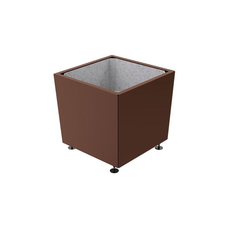 Pflanzkübel, 2 mm Stahlblech fvz, innen Blech feuerverzinkt mit Verladungsgriffen, verstellbare Füße, 760 x 785 x 785 mm (HxBxT), enzianblau