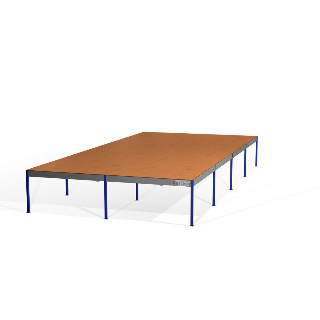 Lagerbühne - 2.100 x 10.000 x 10.000 mm (HxBxT) - 250 kg/qm - mit Böden - Perlweiß (RAL 1013)
