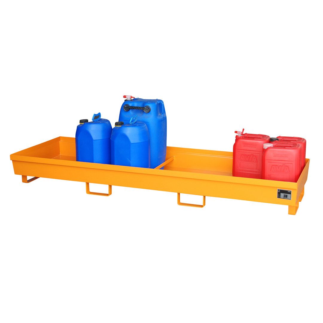 Ineinander stapelbare Auffangwanne - Stahl - 280 l Volumen - Breite 2.400 mm - feuerrot