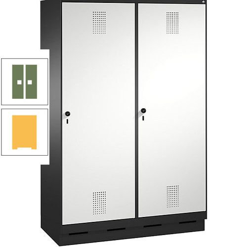 Doppel-Spind, Garderobenschrank, 2 Türen für 4 Abteile a 300 mm, Korpus anthrazitgrau, Türen anthrazitgrau, 1.800 x 1.200 x 500 mm (HxBxT)