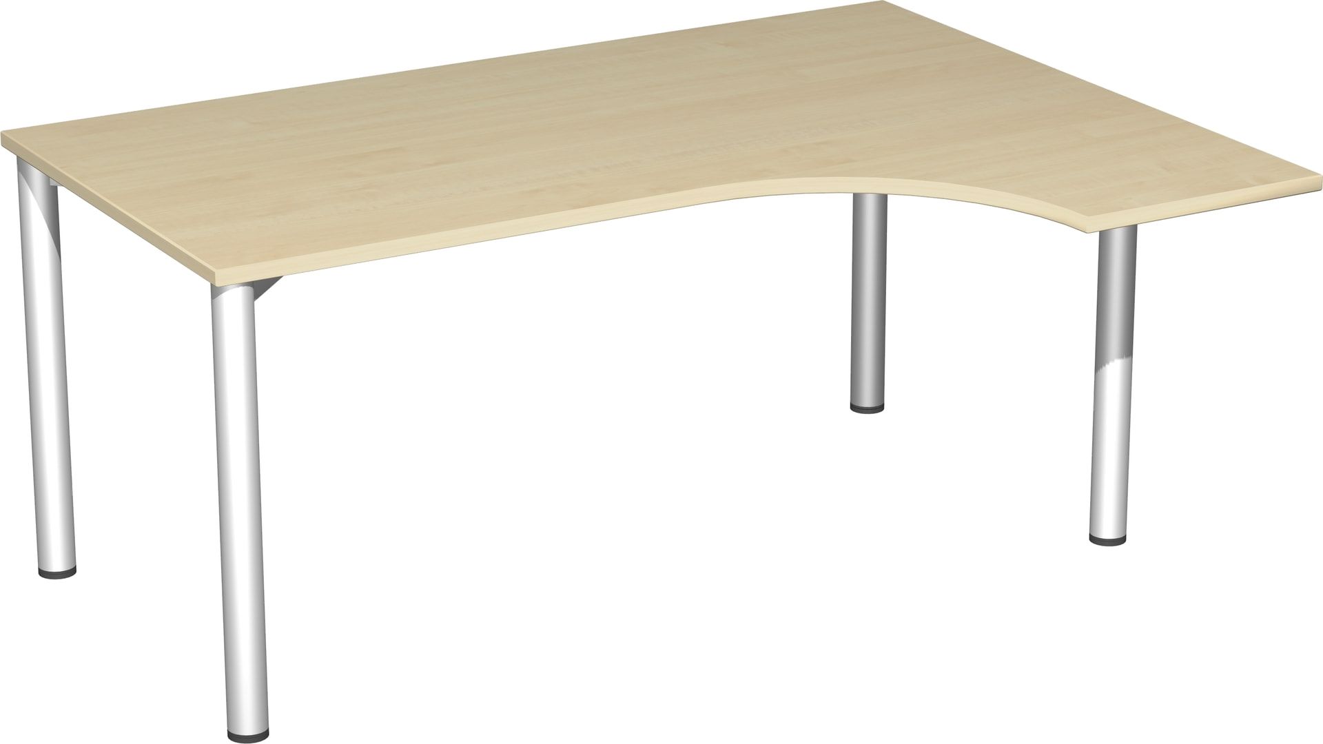 Eckschreibtisch - Ecke rechts - 4-Fuß Flex - 720 x 1.600 x 1.200 mm (HxBxT) - Gestell anthrazit - Ahorn