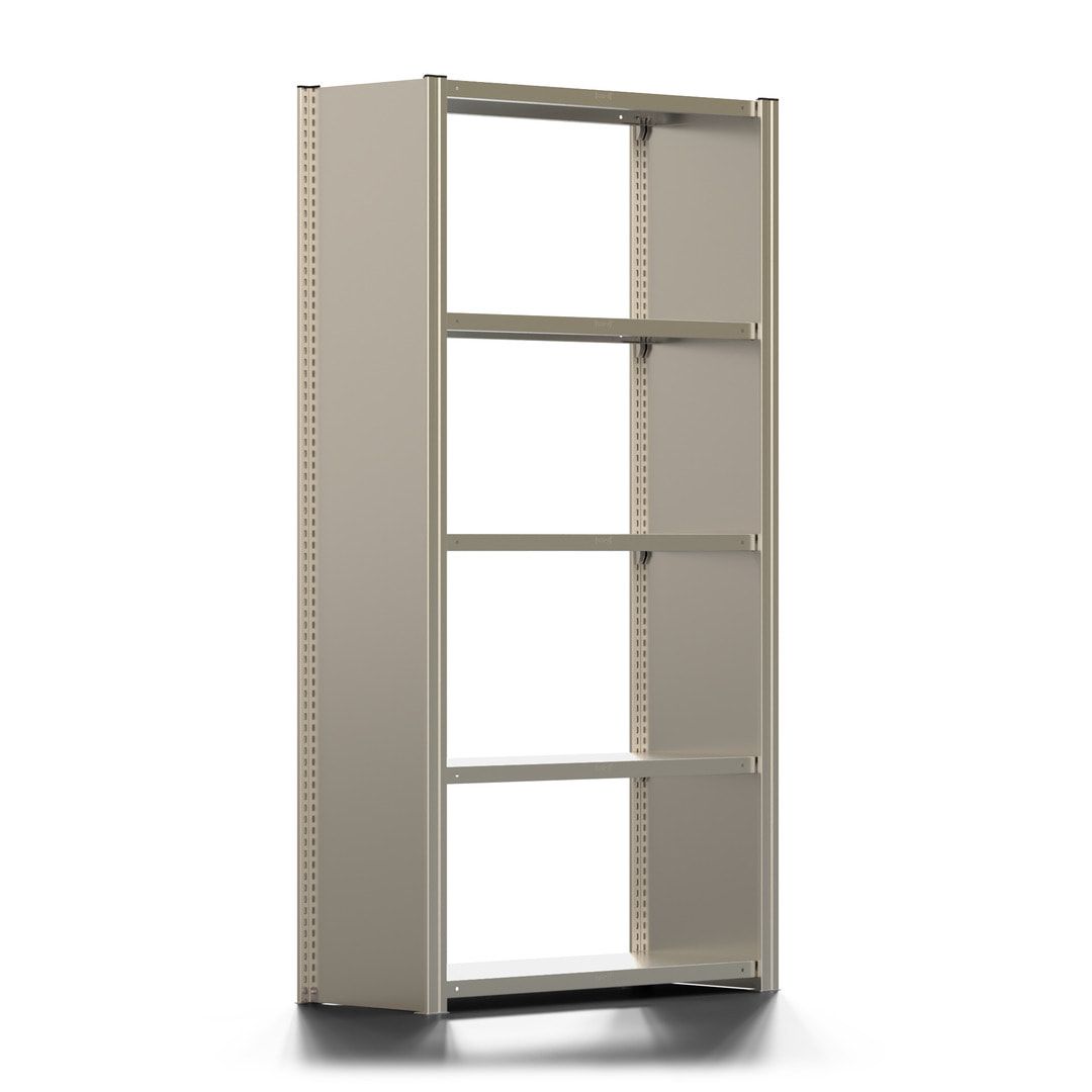 Fachbodenregal mit Seitenwand - 350 kg - 2.000 x 1.005 x 400 mm (HxBxT) - Anbauregal - 5 Böden - verzinkt - Lagerregal - Steckregal - BERT