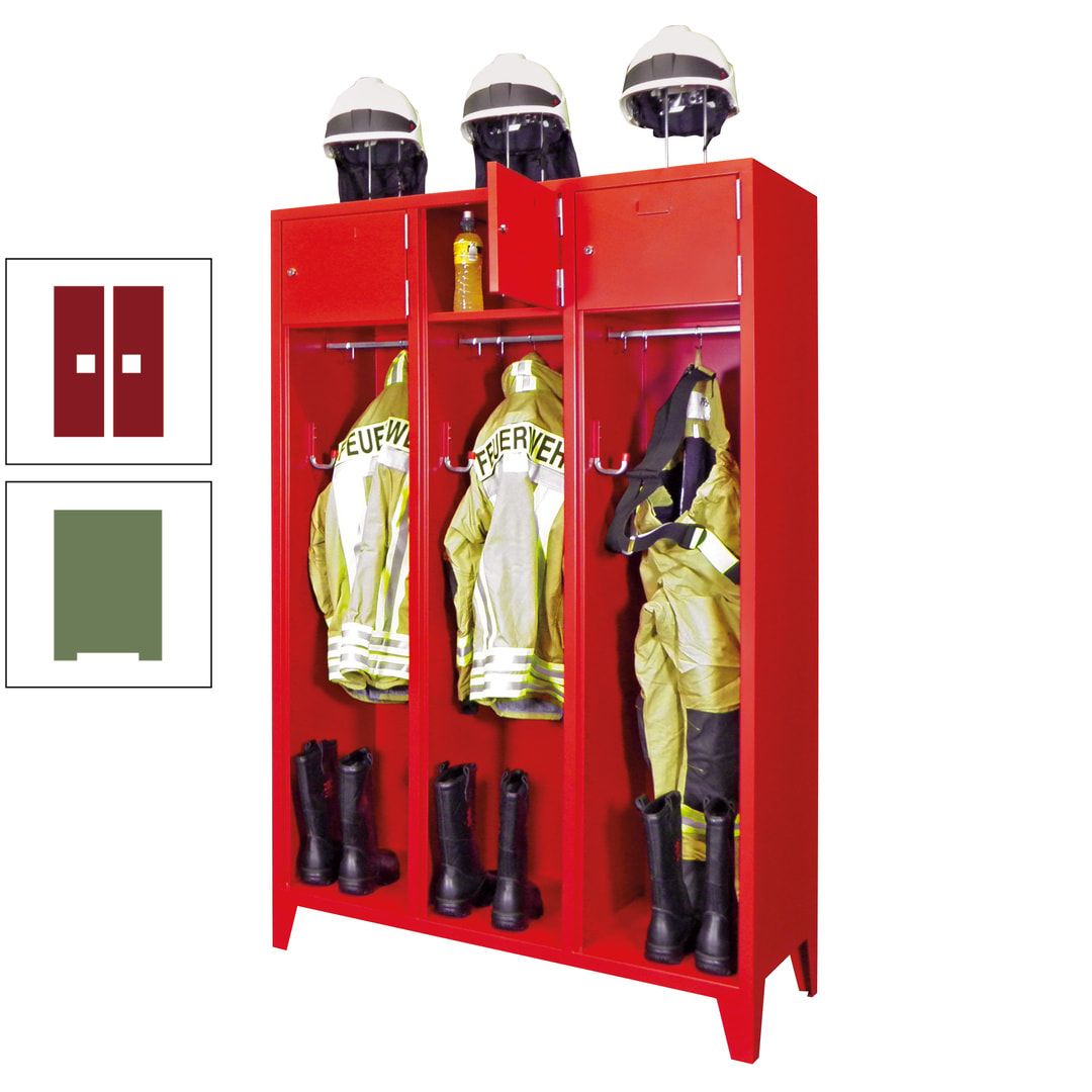 Feuerwehrschrank - 2 Abteile - Ablagefach mit Tür, Etikettenrahmen - 2.100 x 830 x 500 mm (HxBxT) - anthrazitgrau