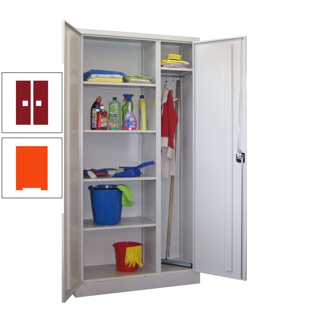 Putzschrank mit Trennwand - 1.950x1.000x400 mm (HxBxT) - Böden pulverbeschichtet - anthrazitgrau