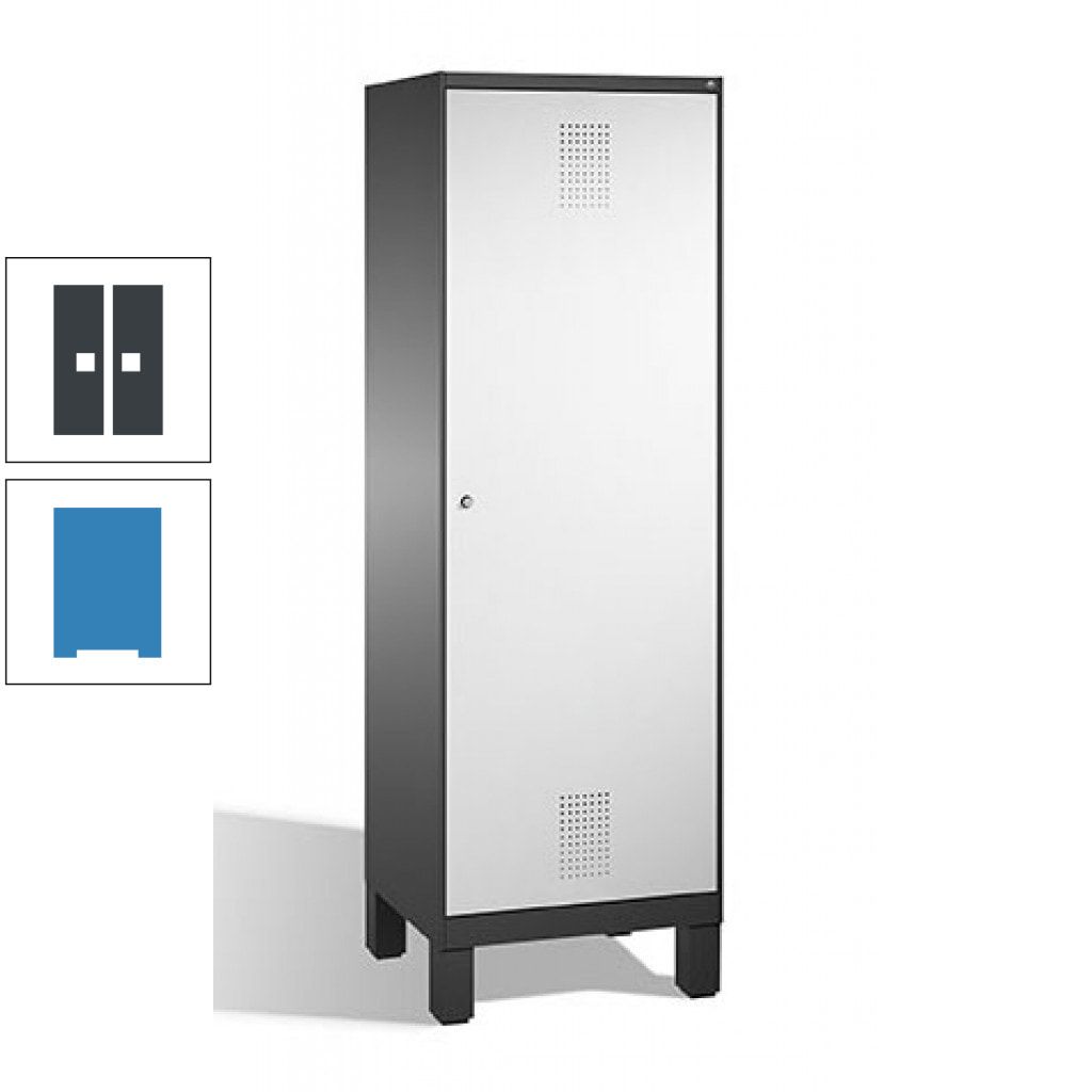Doppel-Spind, Garderobenschrank, 1 Tür für 2 Abteile a 300 mm, Korpus anthrazitgrau, Türen anthrazitgrau, 1.850 x 600 x 500 mm (HxBxT)