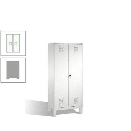 Doppel-Spind, Doppeltüren, Garderobenschrank mit Füßen, 2 Abteile a 400 mm, Korpus anthrazitgrau, Tür anthrazitgrau, 1.850 x 800 x 500 mm (HxBxT)