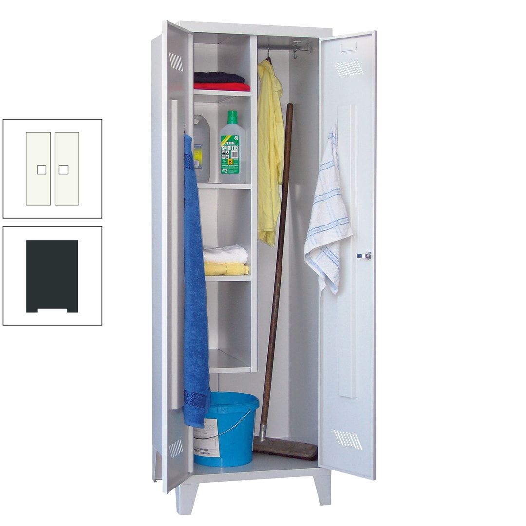 Putzschrank mit Füßen - 1 Abteil mit Trennwand - 1.850x600x500 mm (HxBxT) - Drehriegel - anthrazitgrau
