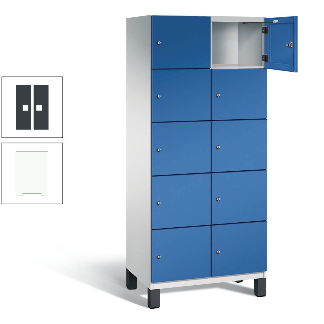 Fächerschrank, Stahlschrank, 10 Fächer, Türöffnungsbegrenzer, Füße, 1.980 x 800 x 525 mm (HxBxT), Korpus anthrazitgrau, Front anthrazitgrau