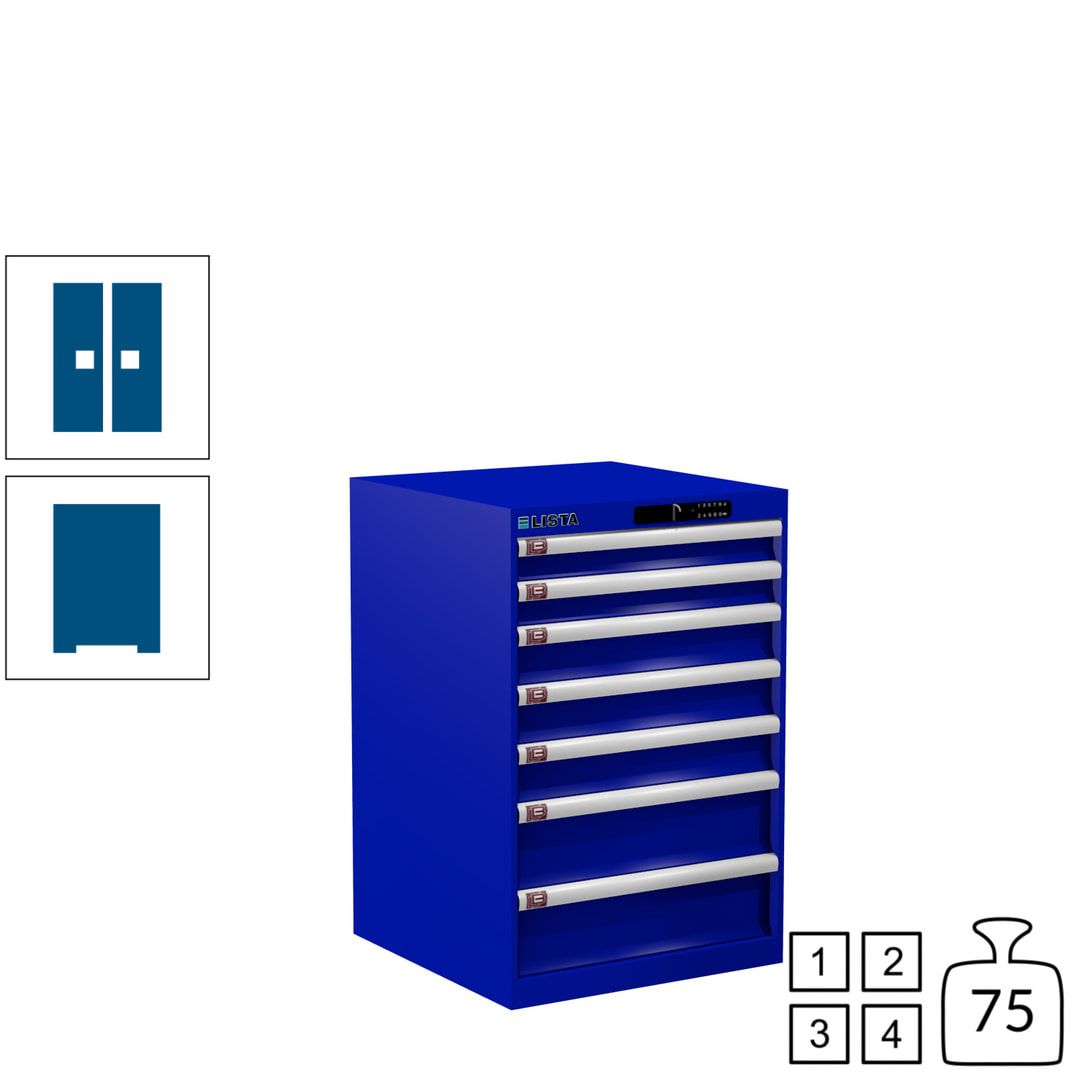 Lista Schubladenschrank - 14.252.010 - 850x564x572 mm (HxBxT) - 7 Schubladen - 75 kg - Key Lock - lichtblau (RAL 5012)