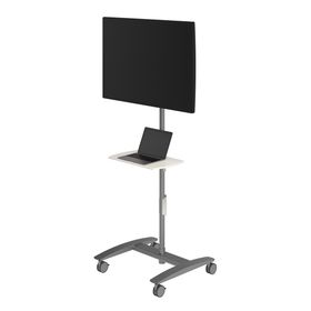 AV-Trolley, Workstation, Multimediastation, Präsentationsstation, Monitorhalter, Computer, Rollen, 1.665 x 636 x 600 mm (HxBxT), Stahl, silber