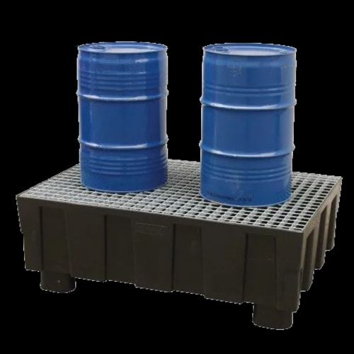 PE-Auffangwanne mit Sockelfüßen - 224 l - 600 kg - 430 x 1.205 x 805 mm - schwarz - Gitterrost