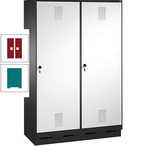 Doppel-Spind, Garderobenschrank, 2 Türen für 4 Abteile a 300 mm, Korpus anthrazitgrau, Türen anthrazitgrau, 1.800 x 1.200 x 500 mm (HxBxT)