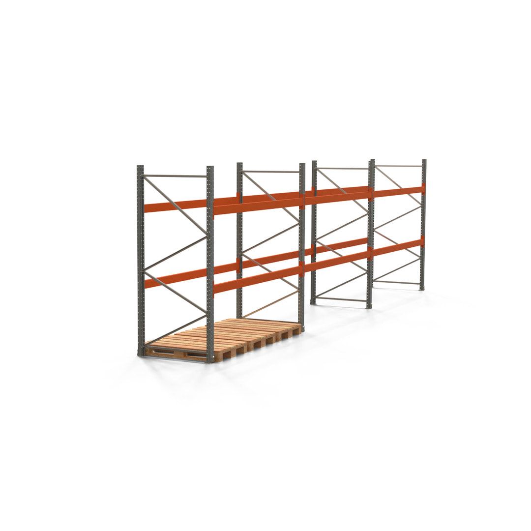 Palettenregal ARTUS - 3 Ebenen - Fachlast 2.100 kg - 2.500 x 11.225 x 1.100 mm (HxBxT) - 4 Felder - Schwerlastregal