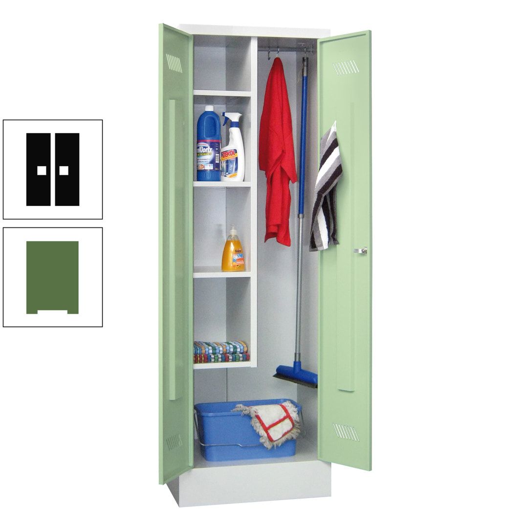 Putzschrank mit Sockel - 1 Abteil mit Trennwand - 1.850x600x500 mm (HxBxT) - Drehriegel - anthrazitgrau
