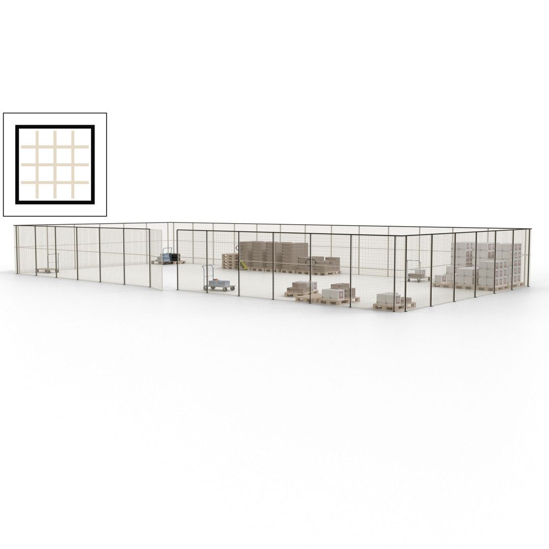 Maschinen Schutzgitter - Hallentrennwand - Sicherheitszaun - Tür - 57 m - 2.200 x 19.900 x 9.400 mm (HxBxT) - enzianblau