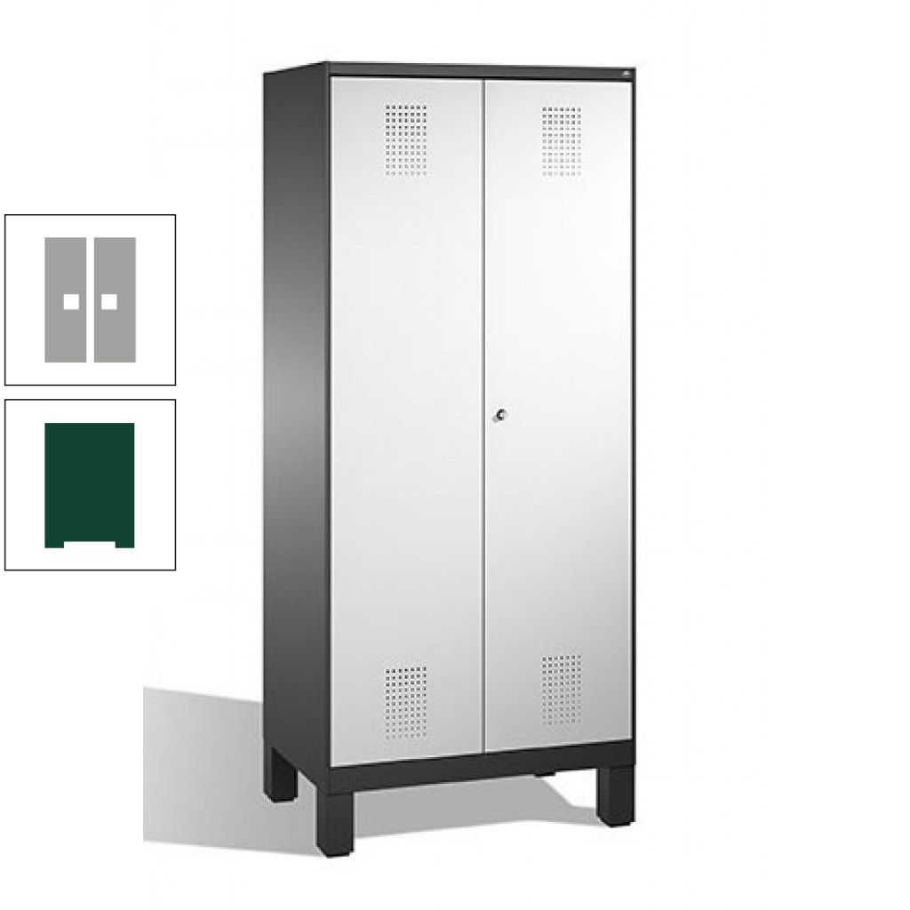 Mehrzweckschrank, Doppeltüren, auf Füßen, 2 Abteile a 400 mm, Korpus anthrazitgrau, Tür anthrazitgrau, 1.850 x 800 x 500 mm (HxBxT)