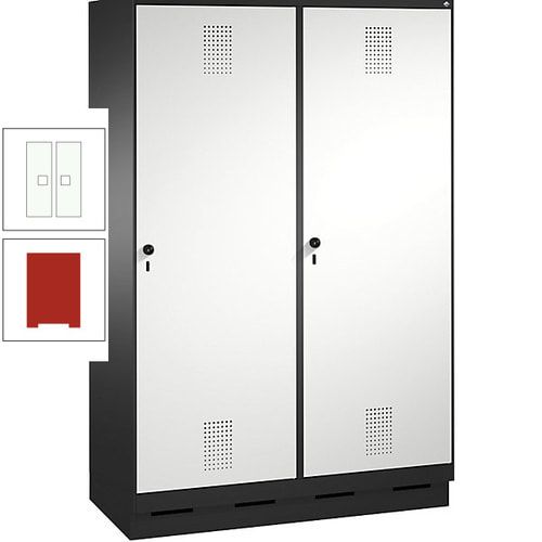 Doppel-Spind, Garderobenschrank, 2 Türen für 4 Abteile a 300 mm, Korpus anthrazitgrau, Türen anthrazitgrau, 1.800 x 1.200 x 500 mm (HxBxT)