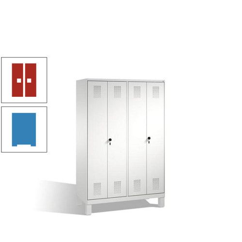 Doppel-Spind, Doppeltüren, Garderobenschrank mit Füßen, 4 Abteile a 300 mm, Korpus anthrazitgrau, Tür anthrazitgrau, 1.850 x 1.200 x 500 mm (HxBxT)