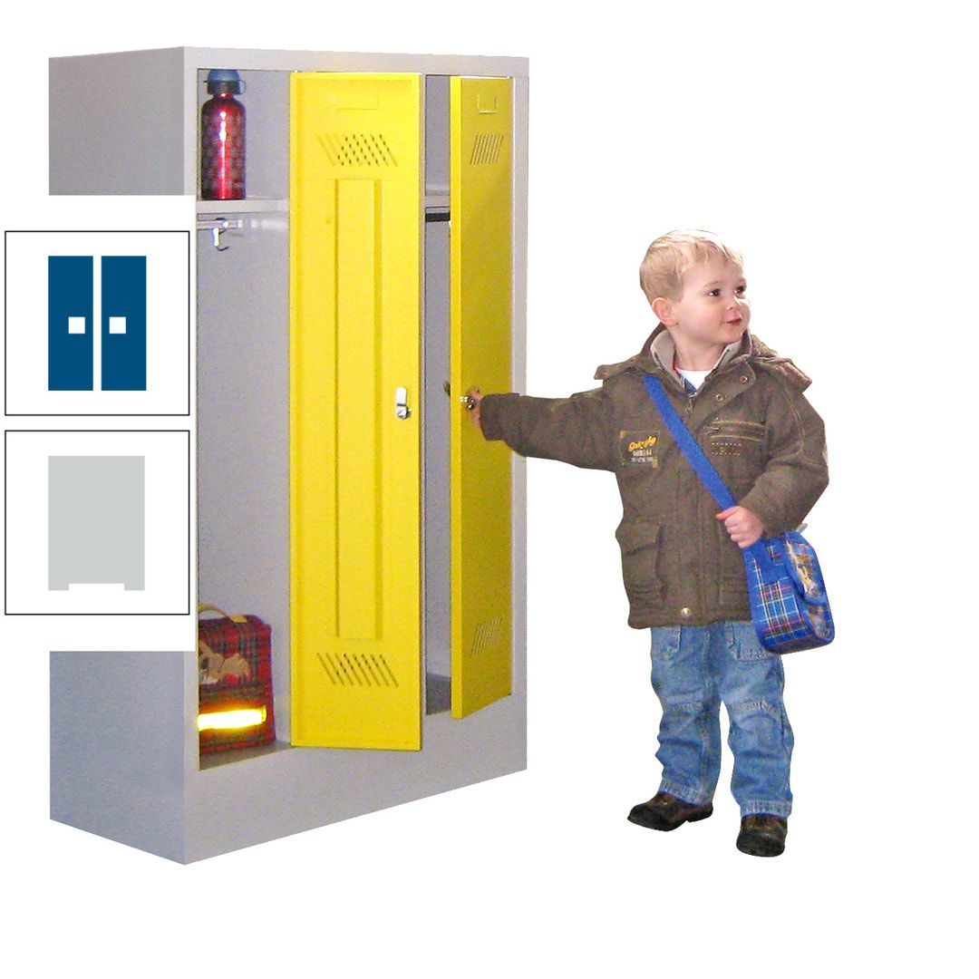 Spindschrank f. Kindergärten - mit Sockel - Höhe 1.300 mm - 2 Abteile a 250 mm - Drehriegel - anthrazitgrau