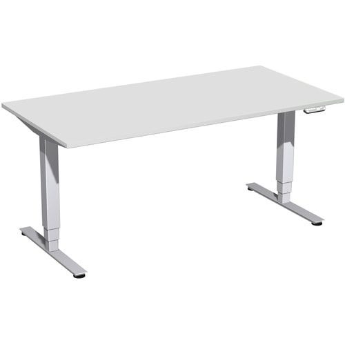 Schreibtisch, Elektro Pro+, elektronisch höhenverstellbar, 625-1.285 x 1.200 x 800 mm (HxBxT), Gestell silber, Dekor Buche