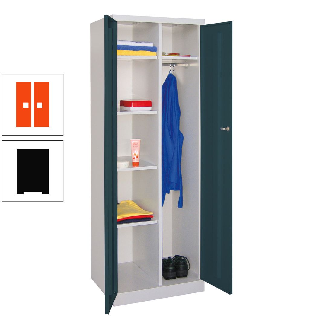 Kleiderschrank mit Sockel - Spind - 1 Abteil mit Trennwand - 1.800x600x500 mm (HxBxT) - Zylinderschloss - anthrazitgrau