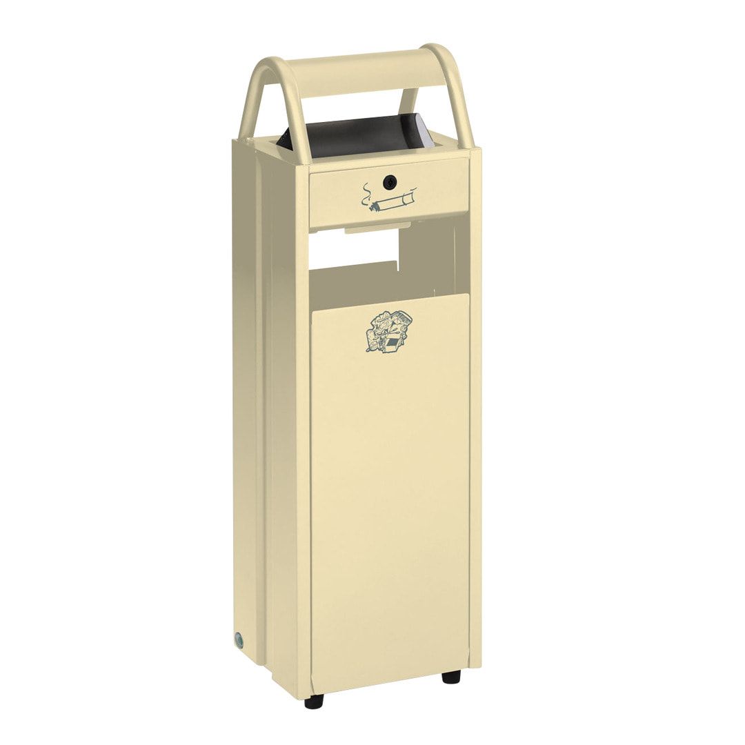 Abfallsammler mit Ascher und Schutzdach - Volumen 35 l - Ascher 5 l - 960 x 300 x 250 mm (HxBxT) - enzianblau
