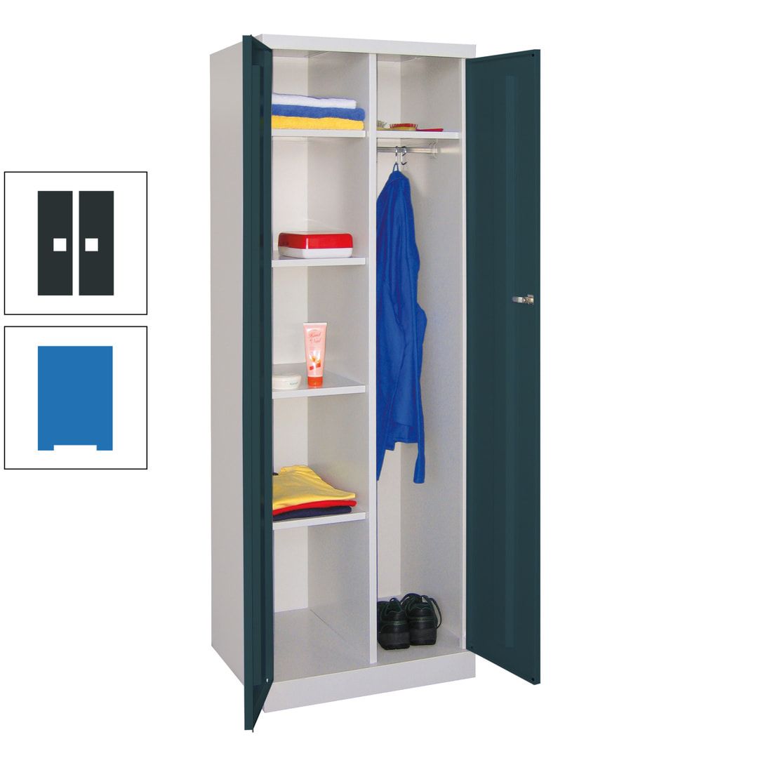 Kleiderschrank mit Sockel - Spind - 1 Abteil mit Trennwand - 1.800x600x500 mm (HxBxT) - Zylinderschloss - anthrazitgrau