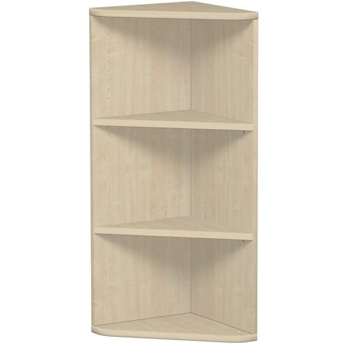 Eckabschlussregal, Eckregal, 1 Einlegeboden, 2 Ordnerhöhen, 768 x 425 x 425 mm (HxBxT), Dekor Ahorn