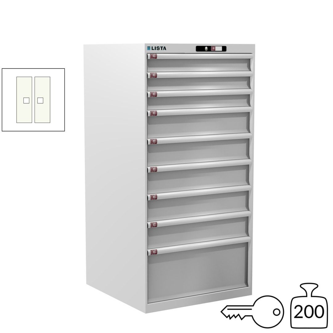 Lista Schubladenschrank - 13.106.010 - 1.450x717x725 mm (HxBxT) - 9 Schubladen - 200 kg - Key Lock - lichtblau (RAL 5012)