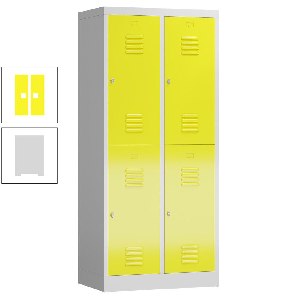 Garderobenschrank, Doppelstockspind, 2 Abteil, 4 Fächer, 1.800 x 800 x 500 mm (HxBxT), Drehriegel, Stahl, Korpus: lichtgrau, Front: anthrazitgrau